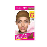 Magic Collection Lt Brown Deluxe Stocking Wig Cap 6pcs